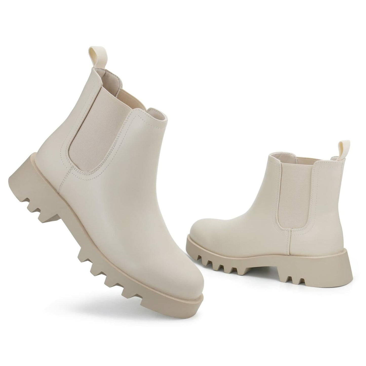 firelli Women Chelsea Ankle Booties Comfortable Boots Ivory Size 10