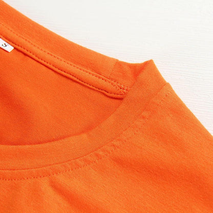PRIMODA Women's Long Sleeve Shirt Orange S Cotton Blend Crew Neck Basic