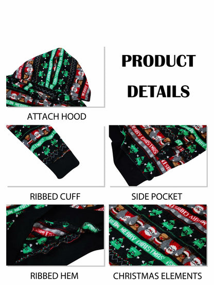 Runcati Mens Green Ugly Christmas Sherpa Hoodie Pullover Sweatshirt