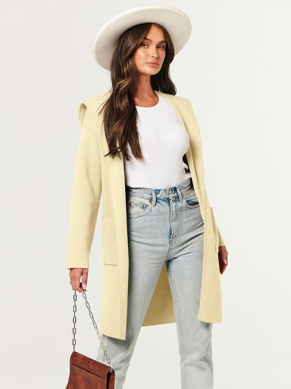 ANRABESS Women Cardigan Open Front Knit Hoodie Sweater Coatigan XS Beige