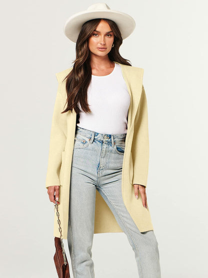 ANRABESS Women Cardigan Open Front Knit Hoodie Sweater Coatigan XS Beige