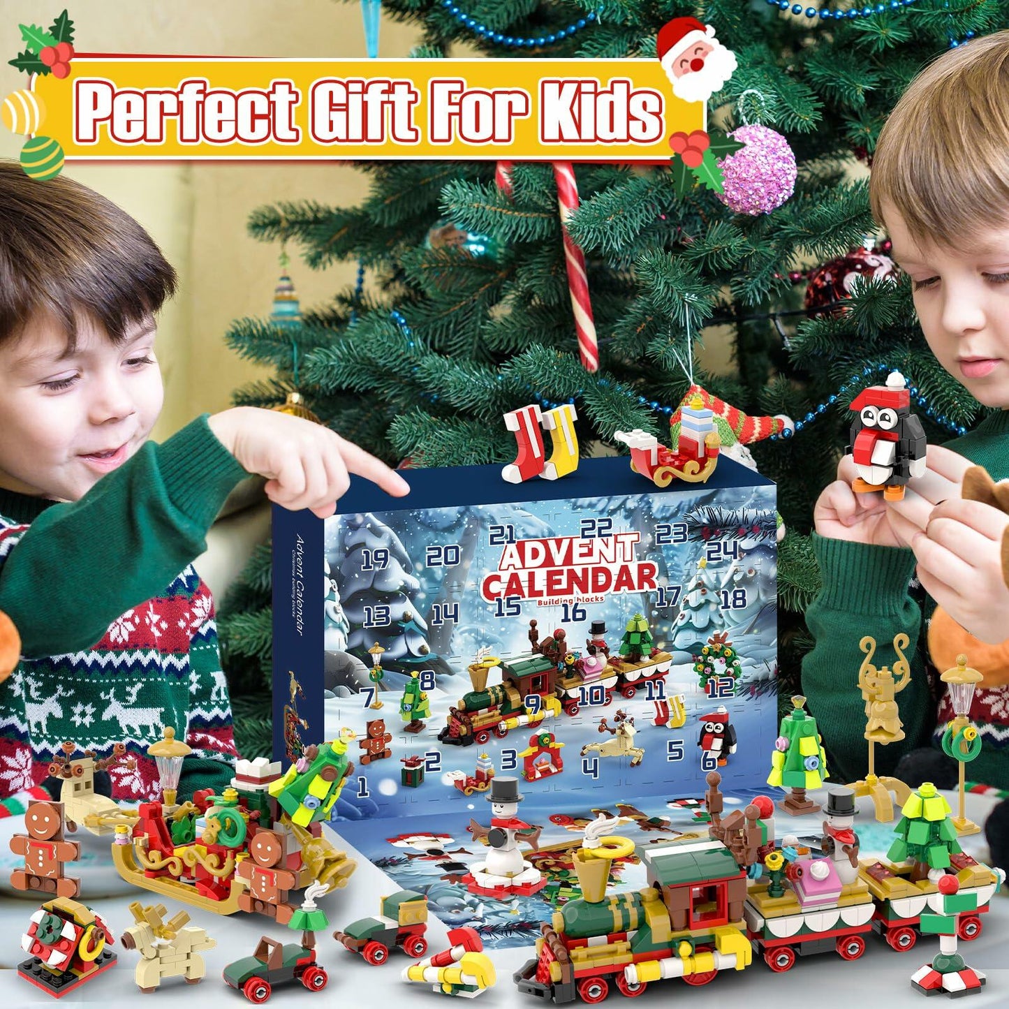 Christmas 2024 Blind Box Blocks 24-Day Countdown Calendar Kids 8-12