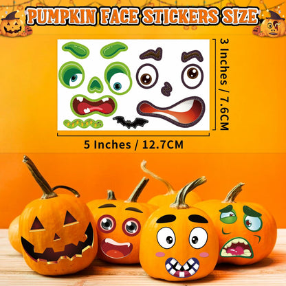 LINAYE Halloween Pumpkin Face Stickers Small Mini 72 PCS Decorating Kit