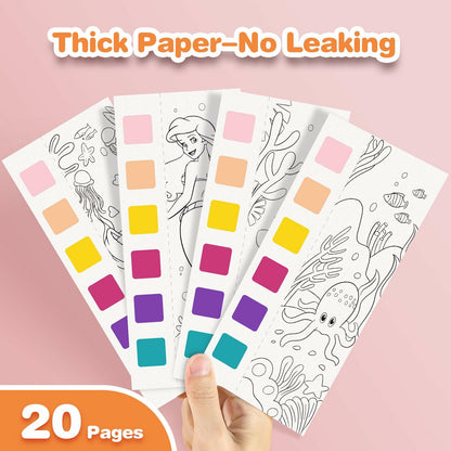 Paint with Water Mermaid Coloring Book Kit Travel Toy Mess Free for Kids