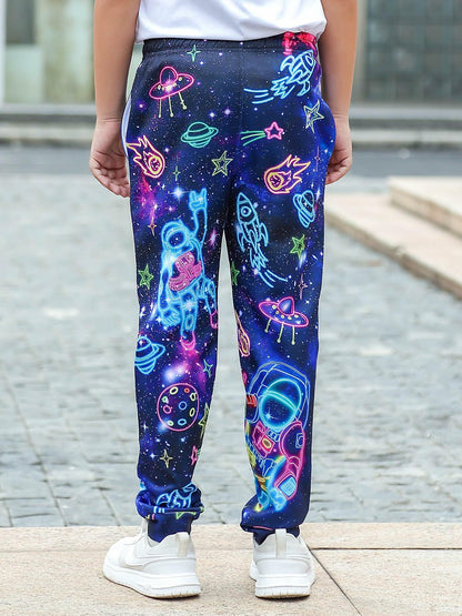 Kids Jogger Pants Tie Dye Volleyball Print Casual Sport Trousers Size 6-7