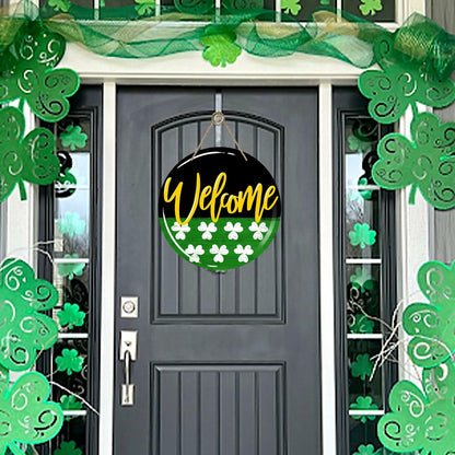 Bolisom St. Patrick's Day Shamrock Wood Door Sign Outdoor Porch Decor