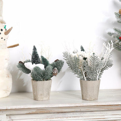 SUPREME 2PCS Mini Xmas Tree Tabletop Decor Artificial Indoor Holiday