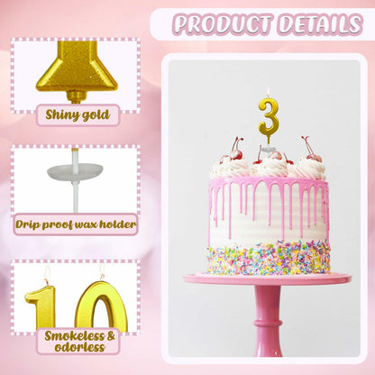 wusiyork Number 3 Birthday Candle Style A Single Unit Cake Decoration