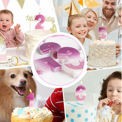 Zi Lan MGJJB-17 Rose Pink Gradient Number 17 Birthday Candle Cake Topper
