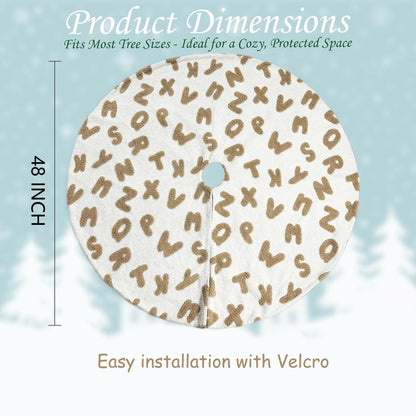 AISENO 48 Inch White Plush Alphabet Christmas Tree Skirt Faux Fur Decor