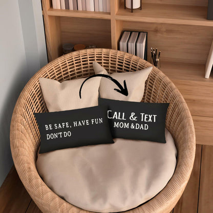 Mingnei Call Your Mom Reversible Decorative Pillow Cover 12x20 Black