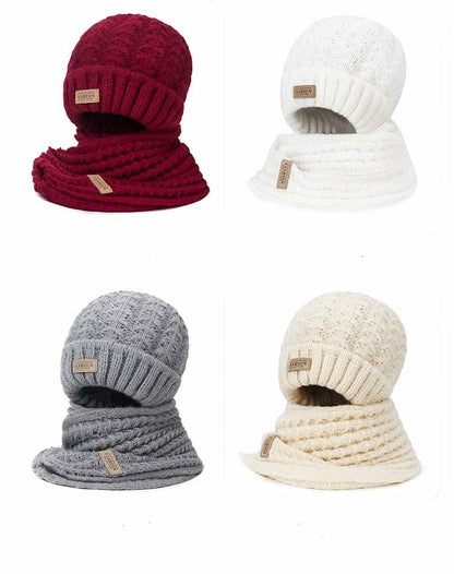 Wander Agio Women's Wool Knit Beanie & Scarf Set Grey 5pcs