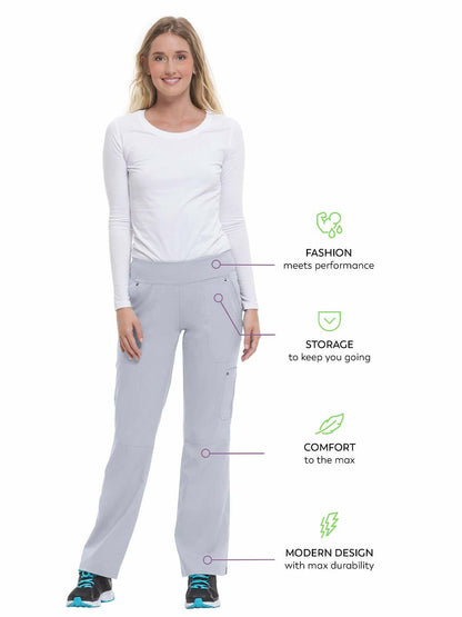 Healing Hands Women's Scrub Pant Tori Cargo 5 Pockets 2-Way Stretch Grey - 2XL