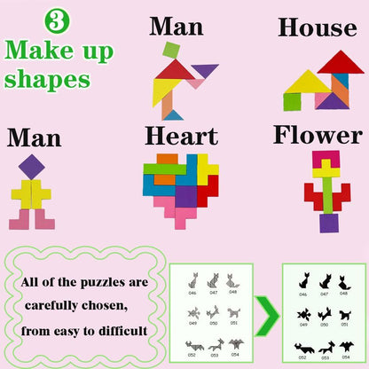Wooden Blocks Magnetic Puzzle Game Montessori Toy Colorful 3D Brain Teaser