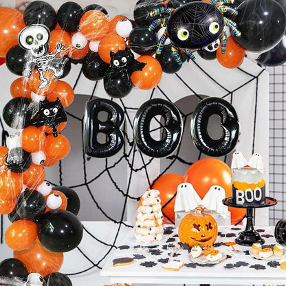 Halloween DIY Party Supplies Arch Kit with Cobweb BOO Spider Skeleton Balloons