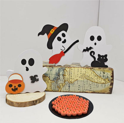 M2cbridge Halloween Resin Candy Corn Mini Ghost Pumpkin Charms 3D 60pcs