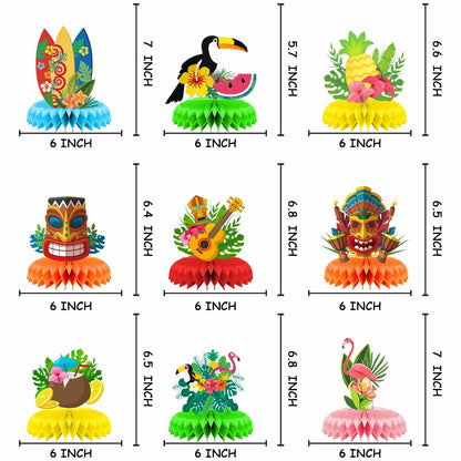 Didazay 9 Pcs Luau Hawaiian Honeycomb Table Centerpieces Tropical Party