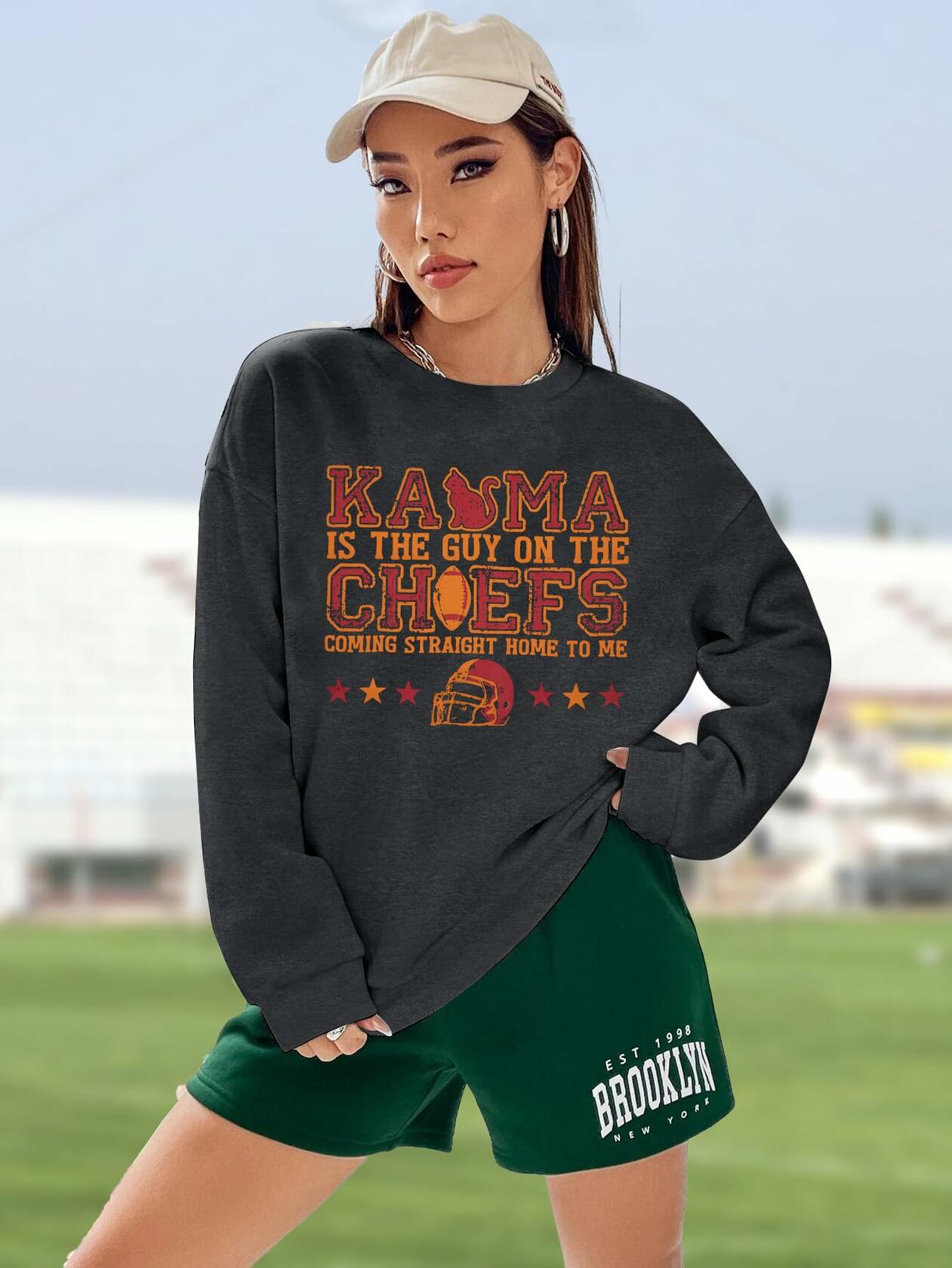 BANGELY Football Sweatshirt Women Long Sleeve Graphic Pullover - Size L