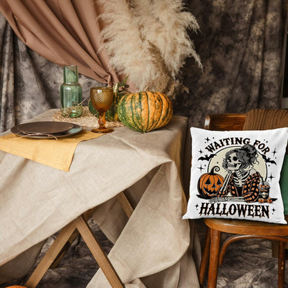 Nogrit Halloween Pillow Cover 18x18 Gothic Plaid Skeleton Pumpkin Black