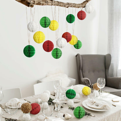Watersay 30 Pcs 3" Christmas Paper Honeycomb Balls Decoration Classic Color