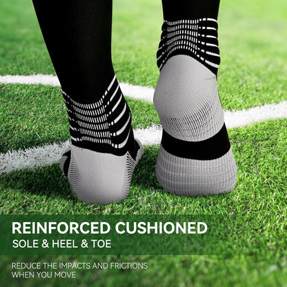 IRAMY Compressive Soccer Socks Youth Ankle Support Coolmax Wicking 2 Pack - M