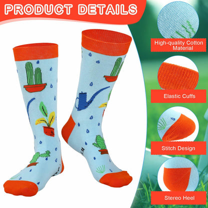 Suhine Women's Christmas Cactus Crew Socks Holiday Gifts 4 Pairs - One Size