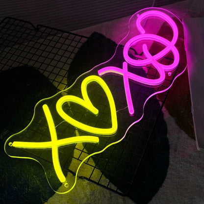 Heart Neon Signs I LOVE YOU Pink LED Light Wall Decor Wedding Party Gift