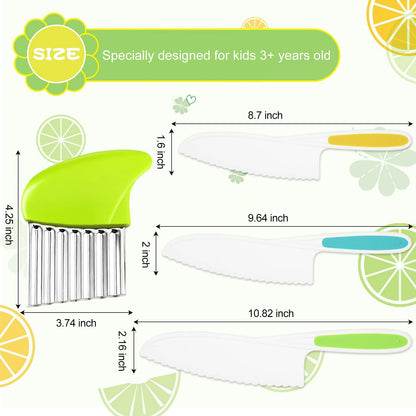 Suhctuptx Kids Nylon Kitchen Knife Set Toddler Safe Cooking Tools 4 Pcs