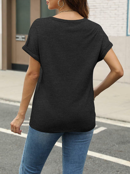 Women Book Lovers Graphic Tee V Neck Short Sleeve Dark Gray - Size M