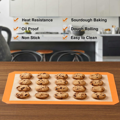 Colorful Silicone Baking Mat Non Stick Food Safe Reusable 3 Pk Orange Blue Green