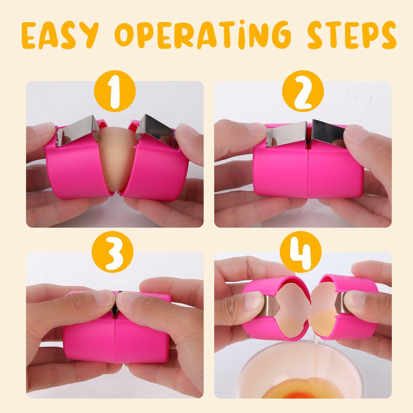 3PCS Stainless Steel Egg Cracker Tool Set Handheld Kitchen Opener Peeler