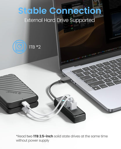 ORICO 4-Port USB 3.0 Hub with 0.49ft Cable Blue Fast Data Transfer