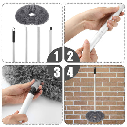 Hoolerry Ceiling Fan Cleaner Duster Microfiber Extendable Pole 13-49.7in Gray
