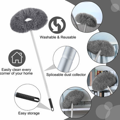 Hoolerry Ceiling Fan Cleaner Duster Microfiber Extendable Pole 13-49.7in Gray