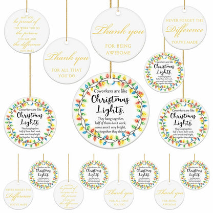 Layhit Ceramic Christmas Employee Appreciation Ornaments 16 Pcs Xmas Decor