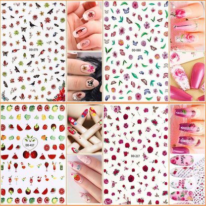 JOYJULY Nail Art Brushes Kit with Rhinestones Stickers Glitters Multi