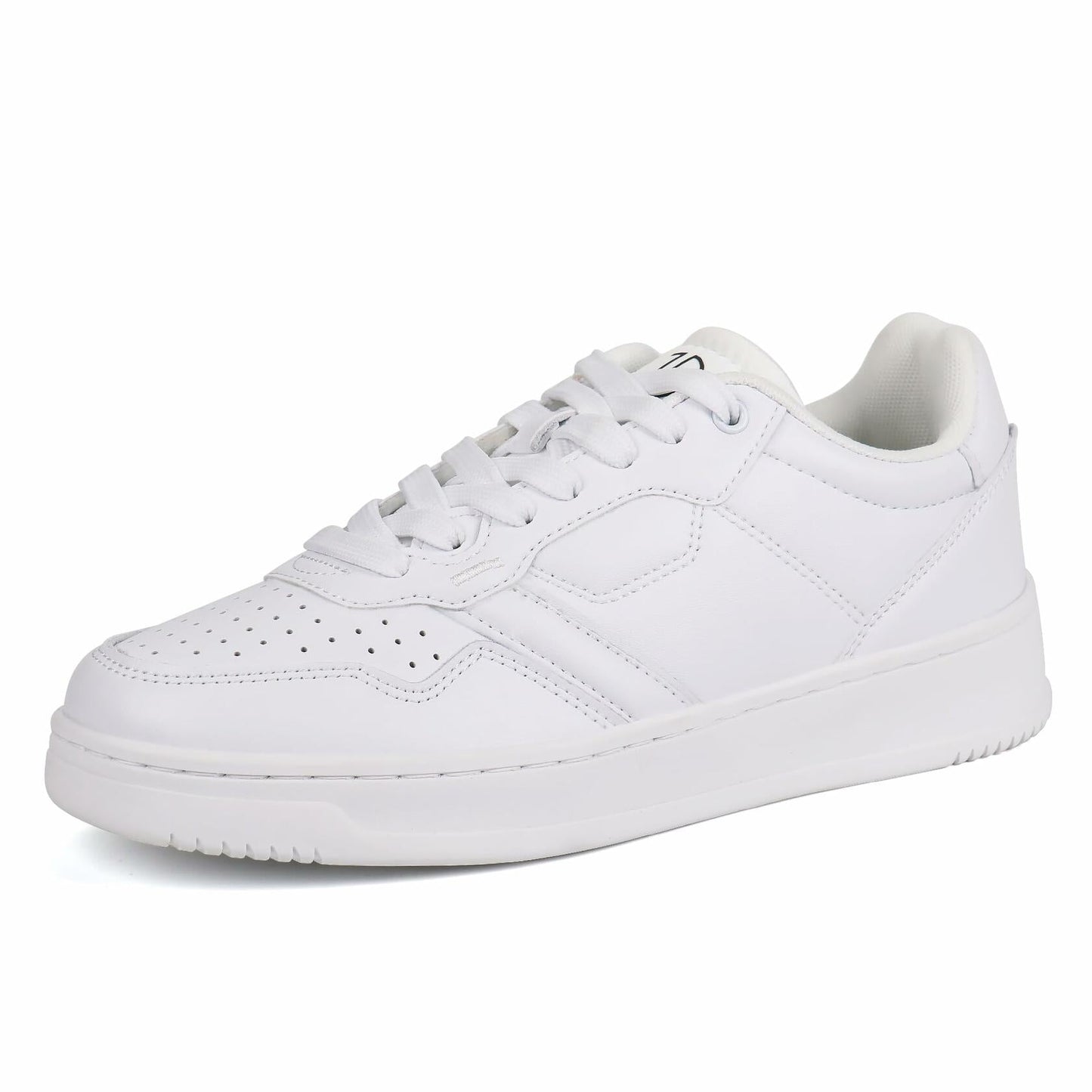 JABASIC Women Genuine Leather Platform Sneakers Lace-Up White/Fuchsia Size 7