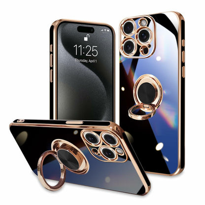 ZHONGHUAJIA iPhone 15 Pro Max Case 360° Rotatable Ring Holder Pink