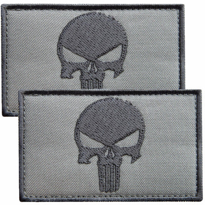 Bluyellow Tactical Skull Embroidered Patches Gray 3x2in 2pcs Set