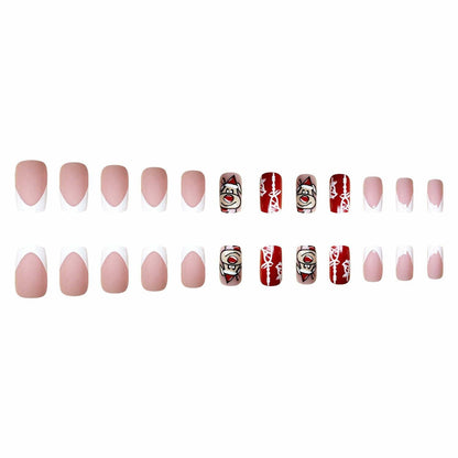 24 Pcs Christmas Press On Nails Medium Square Purple 5D Emboss Matte