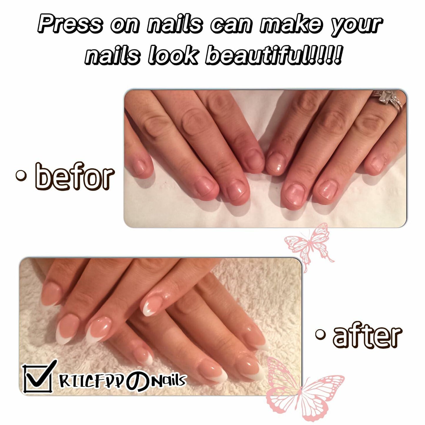 RIICFDD Fall Press On Nails Long Square Haze Blue 24 Pcs