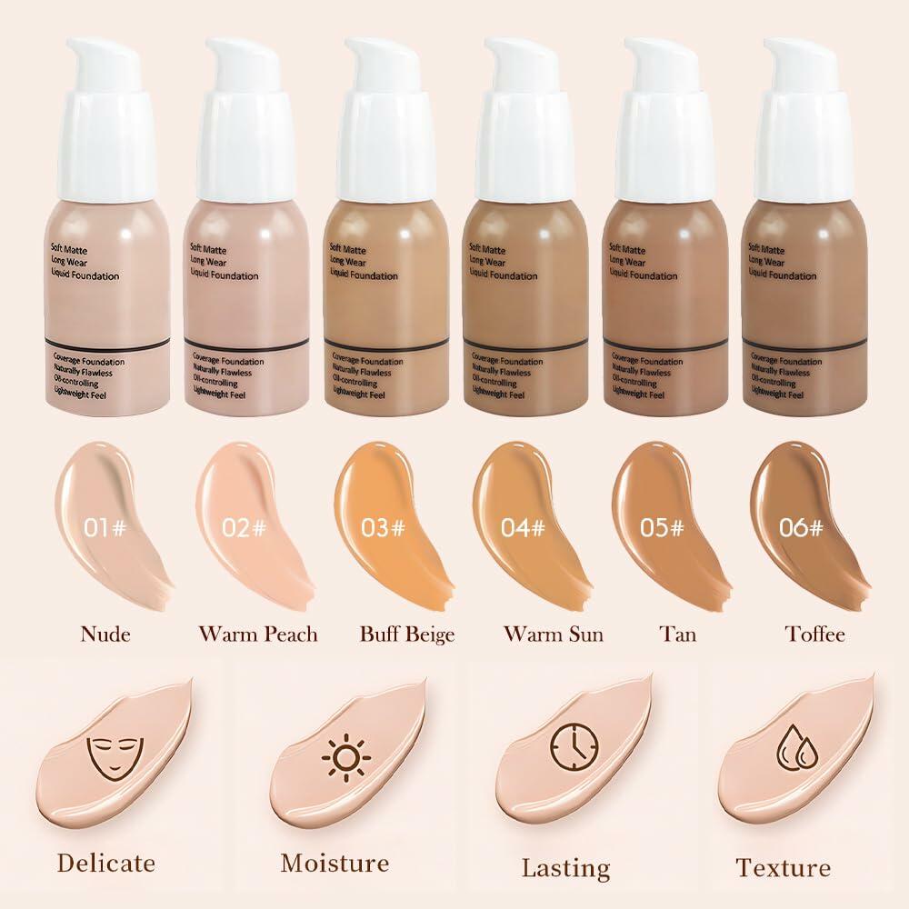 FeiCuiYun Matte Liquid Full Coverage Foundation 04#Warm Sun 1 Pack
