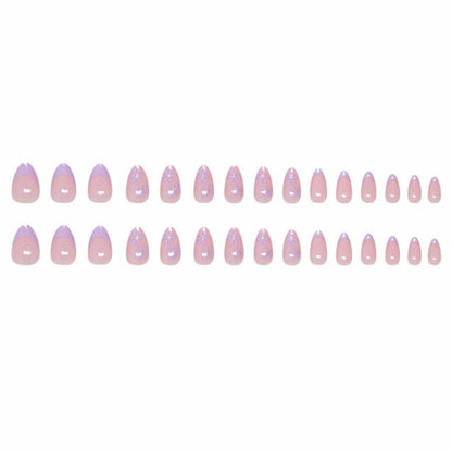 Press On Nails Purple Flower Design Fake Nail Art Manicure 30 Pcs
