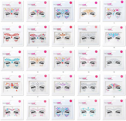 FACEGEM LONDON Face Gems Adhesive Glitter Tattoo Stickers 21 PCS