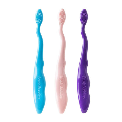Brush Buddies Barbie Kids Toothbrush 3 Pack Soft Bristle Multi-Colored