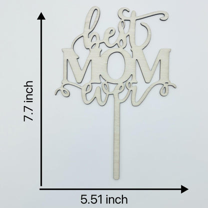 Wlropted Happy Mother's Day Wooden Cake Topper Best Mom Party Decor