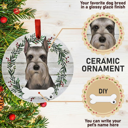 E&S Imports Schnauzer Ceramic Ornament DIY Personalizable Glazed Finish