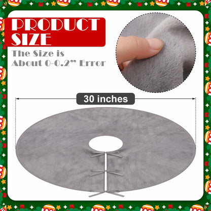 HyDren Velvet Cozy Christmas Tree Skirt Grey Brown Faux Fur 30 Inch