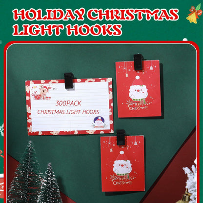 Blulu 300 Pcs Mini Christmas Light Hooks Self Adhesive Cable Clips White