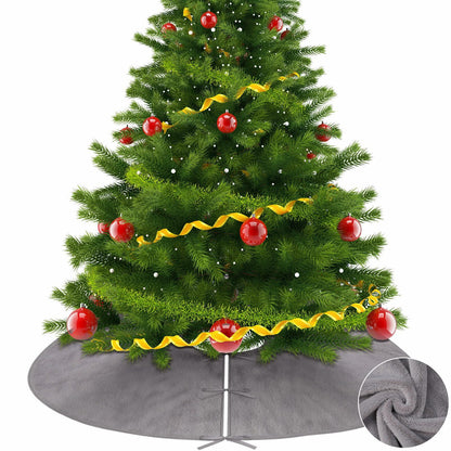 HyDren Velvet Cozy Christmas Tree Skirt Grey Brown Faux Fur 30 Inch